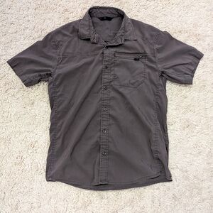 Men's Arc'teryx Gray Brown Short Sleeve Button Down Cotton Blend Shirt